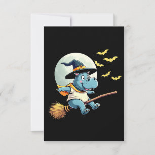 Spooky Pastel Halloween Baby Moo Deng Hippo RSVP Karte