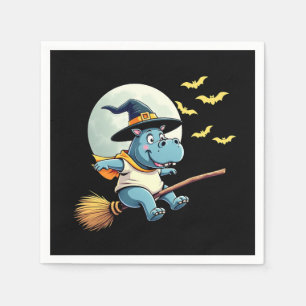 Spooky Pastel Halloween Baby Moo Deng Hippo Serviette