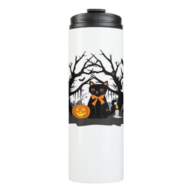 Spooky Paws & Pumpkin Halloween Nights Classic T-S Thermosbecher (Vorderseite)