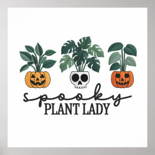 Spooky Pflanze Lady Halloween Monstera Design Poster