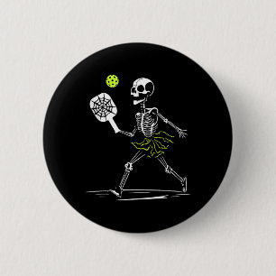 Spooky Pickleball Halloween Skelett Frauen tanzt z Button