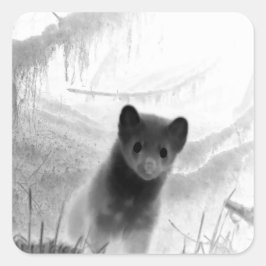 Spooky Pine Marten Quadratischer Aufkleber