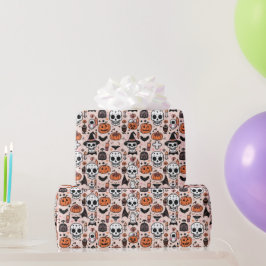 Spooky Pink Halloween Thema Tile Geschenkpapier