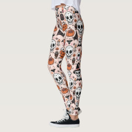 Spooky Pink Halloween Thema Tile Leggings
