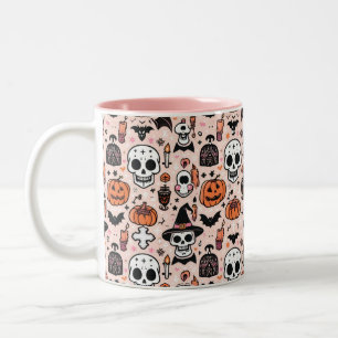 Spooky Pink Halloween Thema Tile Zweifarbige Tasse