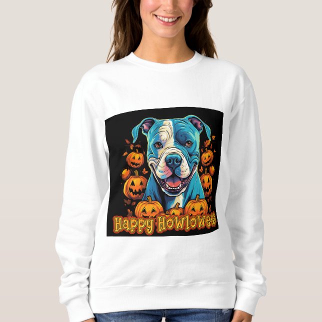 Spooky Pitbull Happy Howloween Sweatshirt (Vorderseite)