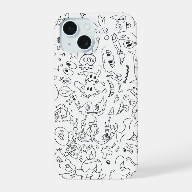 Spooky Pokémon Doodle Case iPhone 15 Hülle (Rückseite)