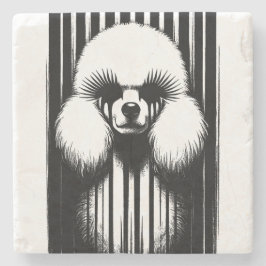Spooky Poodle mit Grunge-Ästhetik Steinuntersetzer