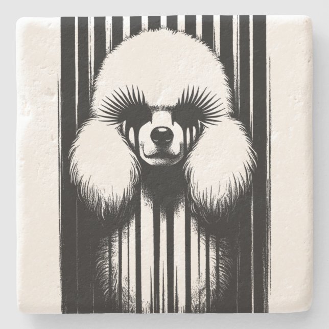 Spooky Poodle mit Grunge-Ästhetik Steinuntersetzer (Vorderseite)