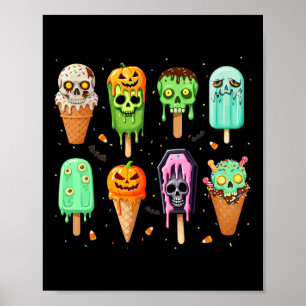 Spooky Popsice Ice Cream Summer Party Halloween S Poster