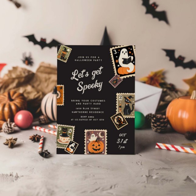Spooky Postage Briefmarke Halloween-Party Einladung (Von Creator hochgeladen)