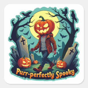 Spooky Pumpkin Art: Perfekt für Halloween Dekor! Quadratischer Aufkleber