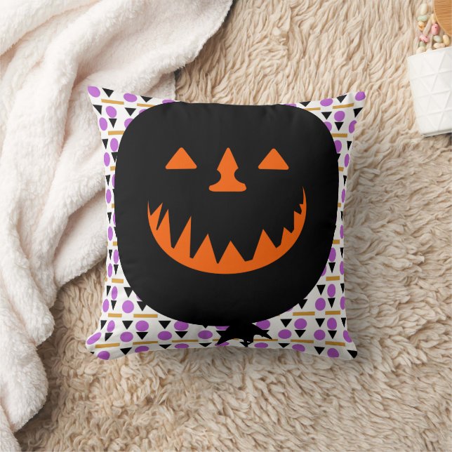 Spooky Pumpkin Balloon Geometric Halloween Kissen (Decke)