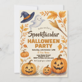 Spooky Pumpkin & Bats Thema Einladung