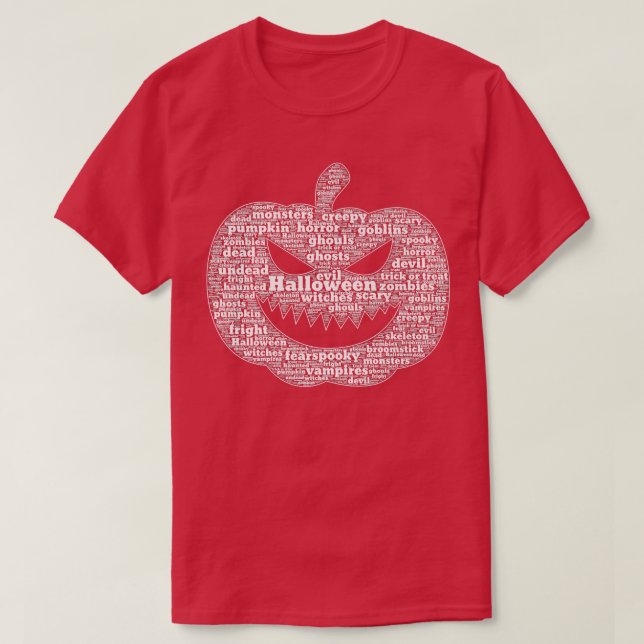 Spooky Pumpkin Face Halloween Wordcloud  T-Shirt (Design vorne)