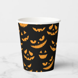 Spooky Pumpkin Faces Kids Halloween-Party Pappbecher