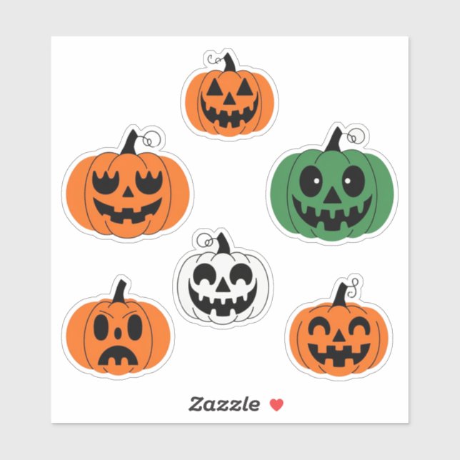 Spooky Pumpkin Faces Scrapbook Stickers Sheet Aufkleber (Blatt)