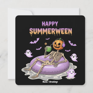 Spooky Pumpkin gegenüber Skeleton Spaß glücklich S Einladung
