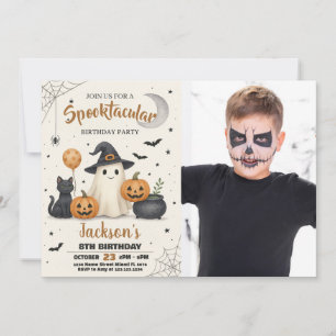 Spooky Pumpkin & Ghost Party Einladung für Kinder