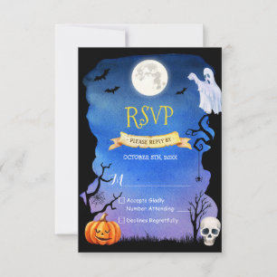 Spooky Pumpkin Ghost Skull Halloween UAWG RSVP Karte