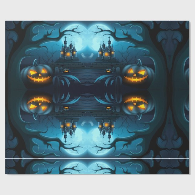 Spooky Pumpkin & Ghost Wrapping Paper for Parties Geschenkpapier (Flach)