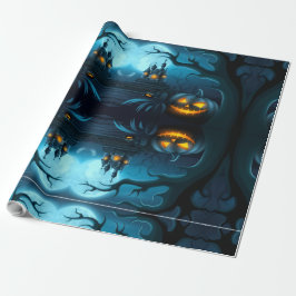 Spooky Pumpkin & Ghost Wrapping Paper for Parties Geschenkpapier