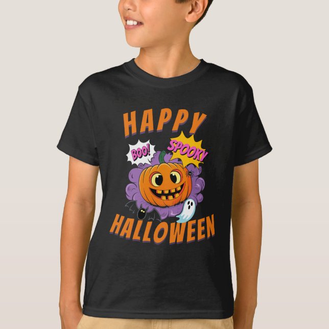 Spooky Pumpkin - glückliches Halloween T-Shirt (Vorderseite)