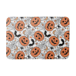 Spooky Pumpkin Halloween Pattern Badematte