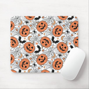 Spooky Pumpkin Halloween Pattern Mousepad