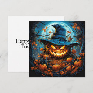 Spooky Pumpkin Happy Halloween Art Karte