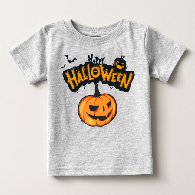 Spooky Pumpkin Happy Halloween Baby T-shirt (Vorderseite)