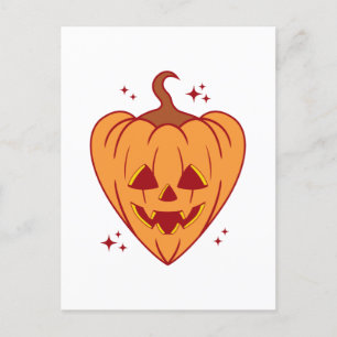 Spooky Pumpkin Heart Halloween Postkarte