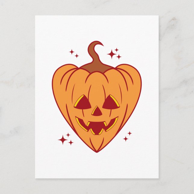 Spooky Pumpkin Heart Halloween Postkarte (Vorderseite)