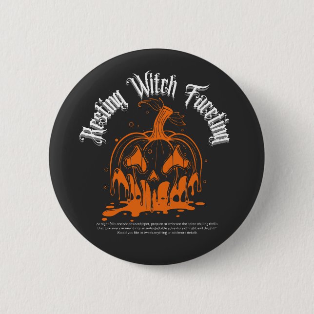 Spooky Pumpkin Hexenkunst Halloween Art Button (Vorderseite)