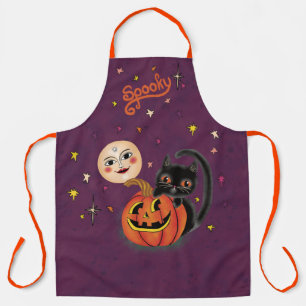 Spooky Pumpkin Kitten Moon - Dunkel Lila Schürze