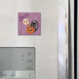 Spooky Pumpkin Kitten Moon - Lila leicht Magnet