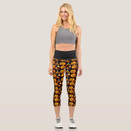 Spooky Pumpkin Magie: Halloween-Thema Capri Leggings