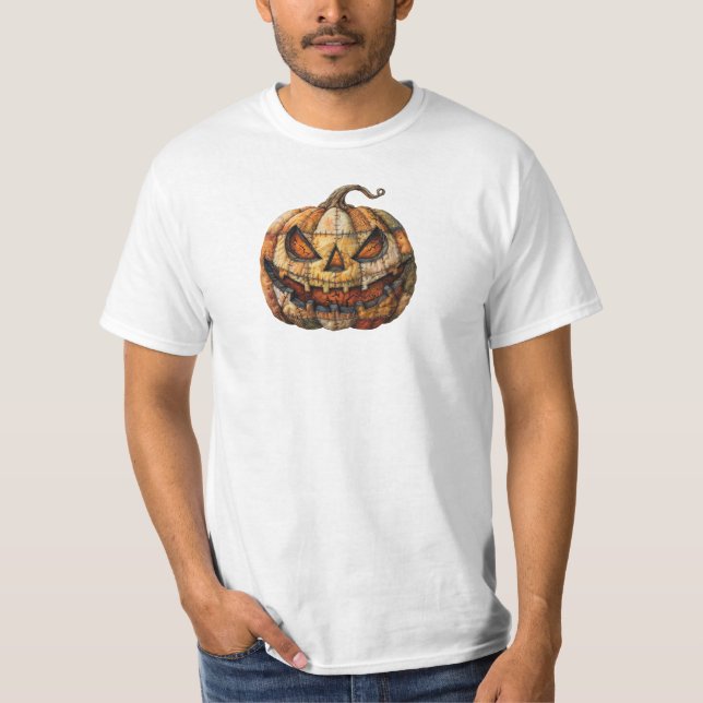 Spooky Pumpkin Patch Doppelseitiges Halloween T-Sh T-Shirt (Vorderseite)