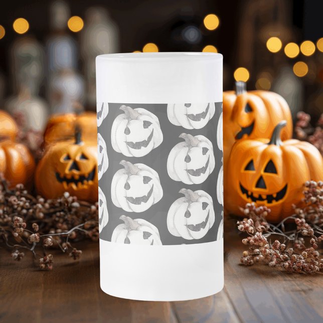 Spooky Pumpkin Pattern | Frohe Halloween Mattglas Bierglas (Von Creator hochgeladen)