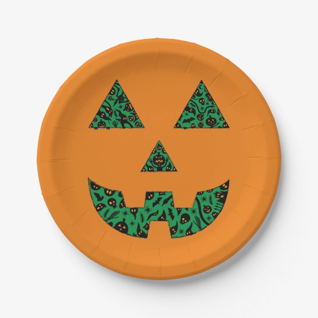 Spooky Pumpkin-Silhouette Pappteller (Vorderseite)