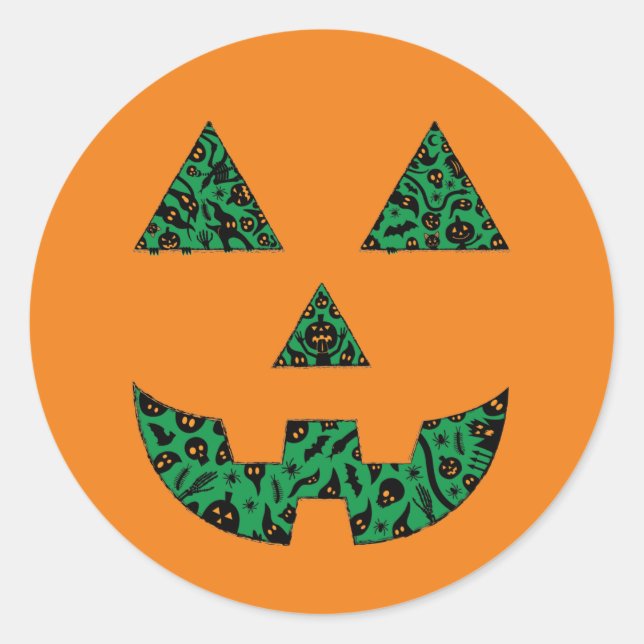 Spooky Pumpkin-Silhouette Runder Aufkleber (Vorderseite)