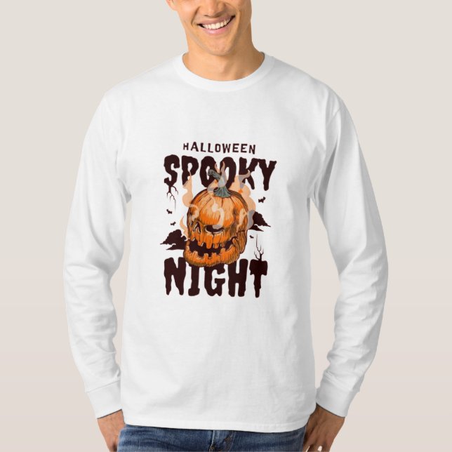 Spooky Pumpkin Skull Halloween T-Shirt (Vorderseite)