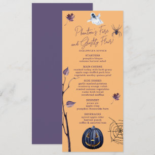 SPOOKY PUMPKIN SPIDER WEB AUTUMN GHOST HALLOWEEN MENÜKARTE