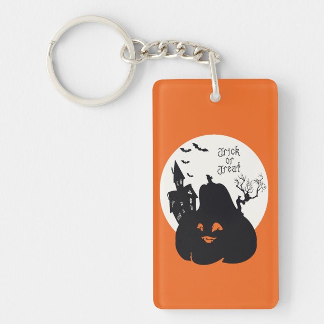 Spooky Pumpkin Trick oder Behandlung Schlüsselanhänger (Vorderseite)