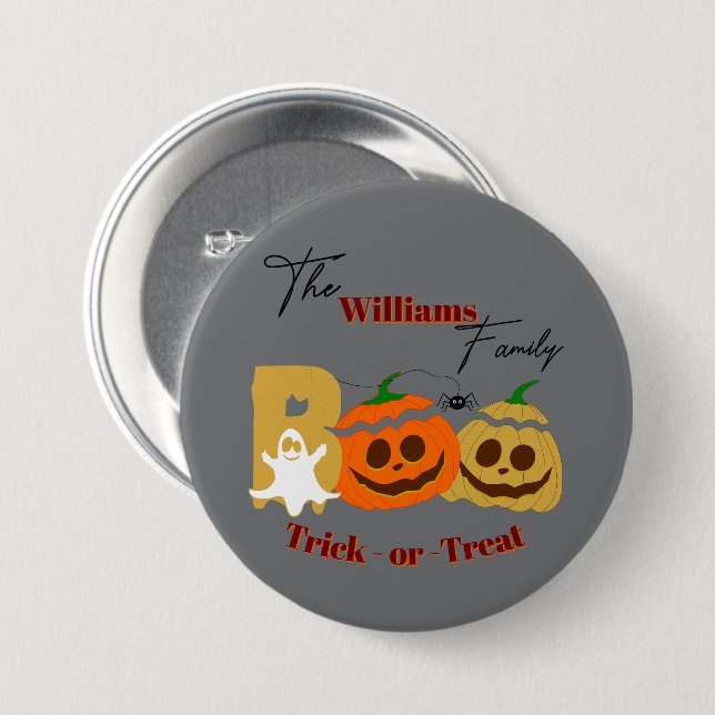 Spooky Pumpkin Trick oder Treat Button (Vorne & Hinten)