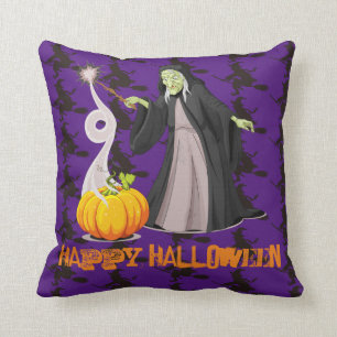 Spooky Pumpkin und Hexe Kissen