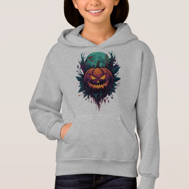 Spooky Pumpkin unter Vollmond Hoodie (Vorderseite)
