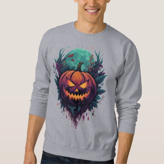 Spooky Pumpkin unter Vollmond Sweatshirt (Vorderseite)