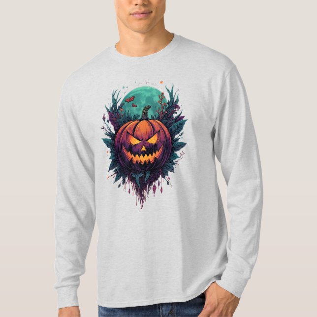 Spooky Pumpkin unter Vollmond T-Shirt (Vorderseite)