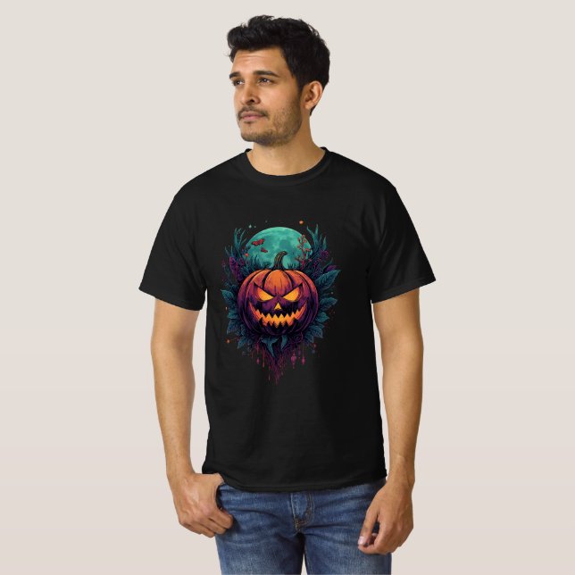 Spooky Pumpkin unter Vollmond T-Shirt (Vorne ganz)